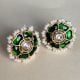 Handmade Brass Metal Jewellery Green Floral Stud Earrings